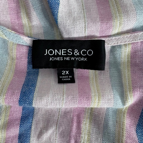 Jones & Co Jones New York Plus Size Linen Tunic Top Shirt Blouse - Picture 8 of 12